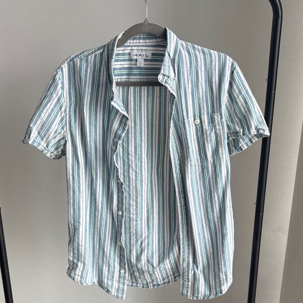 The Rail Teal and White Striped Button-Down Shirt